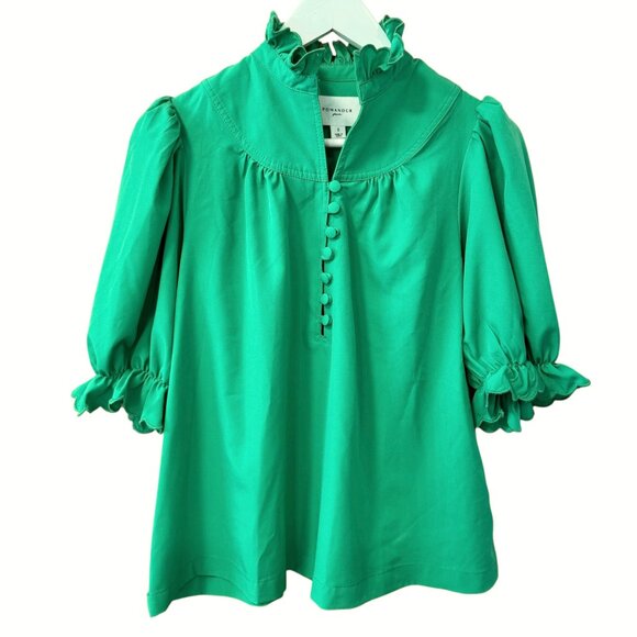 NEW Pomander Place Tuckernuck Emerald Green Selena Dunmore Green Blouse size S - Picture 2 of 8